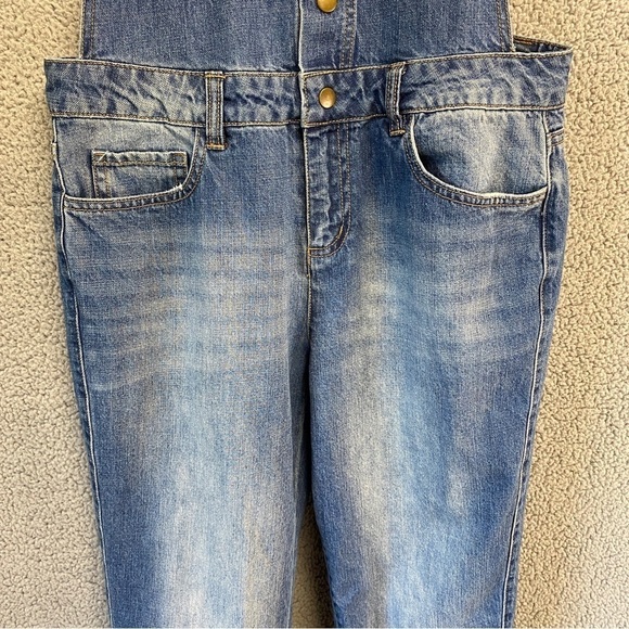Life in Progress Snap Button Front Disstressed Overalls Sz S - Picture 6 of 13
